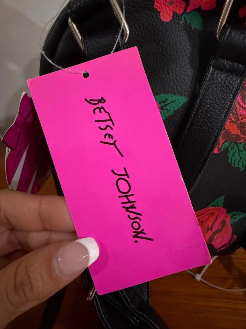 Betsey Johnson Mini Backpack Rose & Black Cat Face NWT